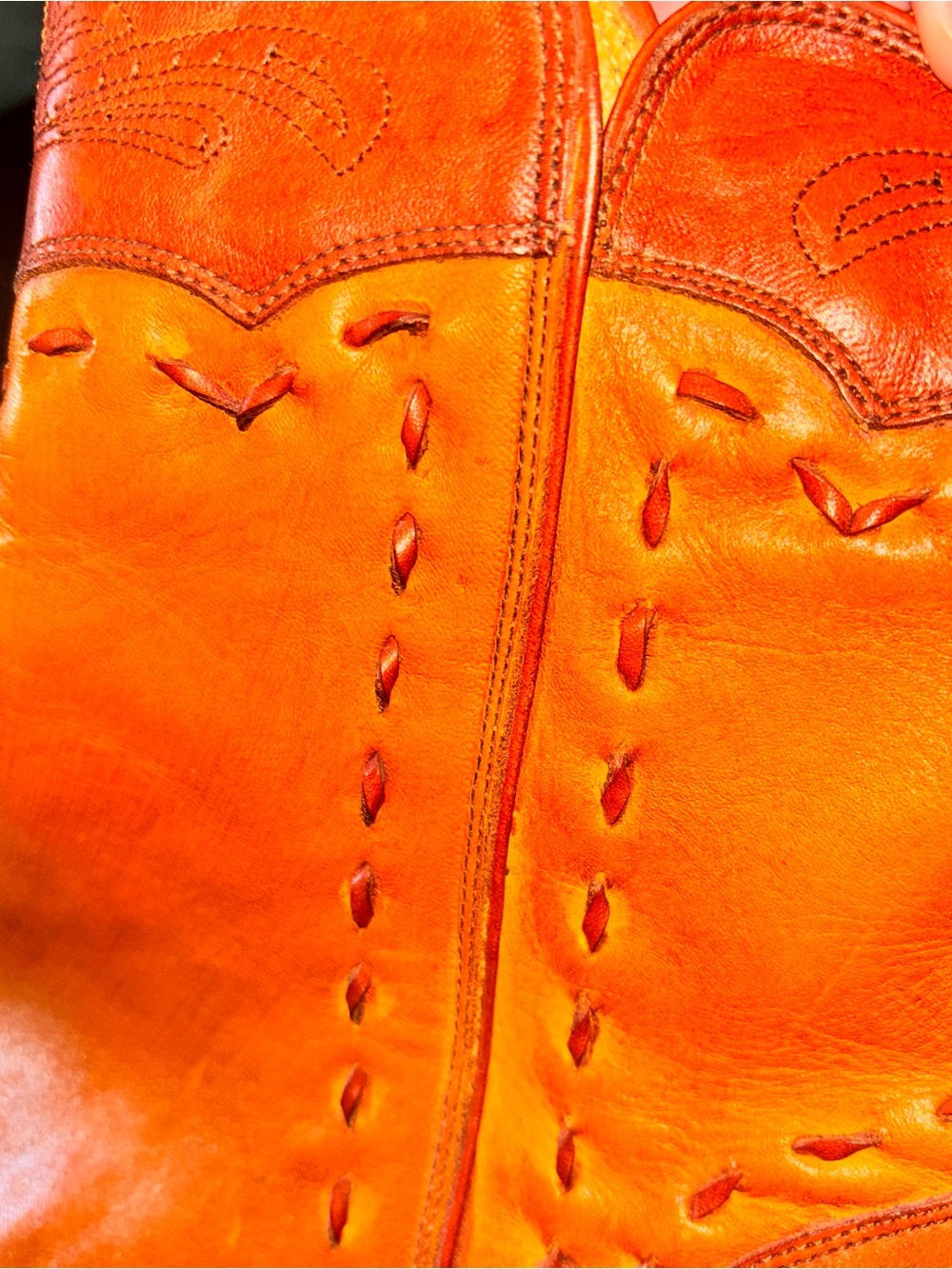 Charlie Horse Brown Leather Western Boots w/Burnt Orange trim Women's 10B - Picture 11 of 11
